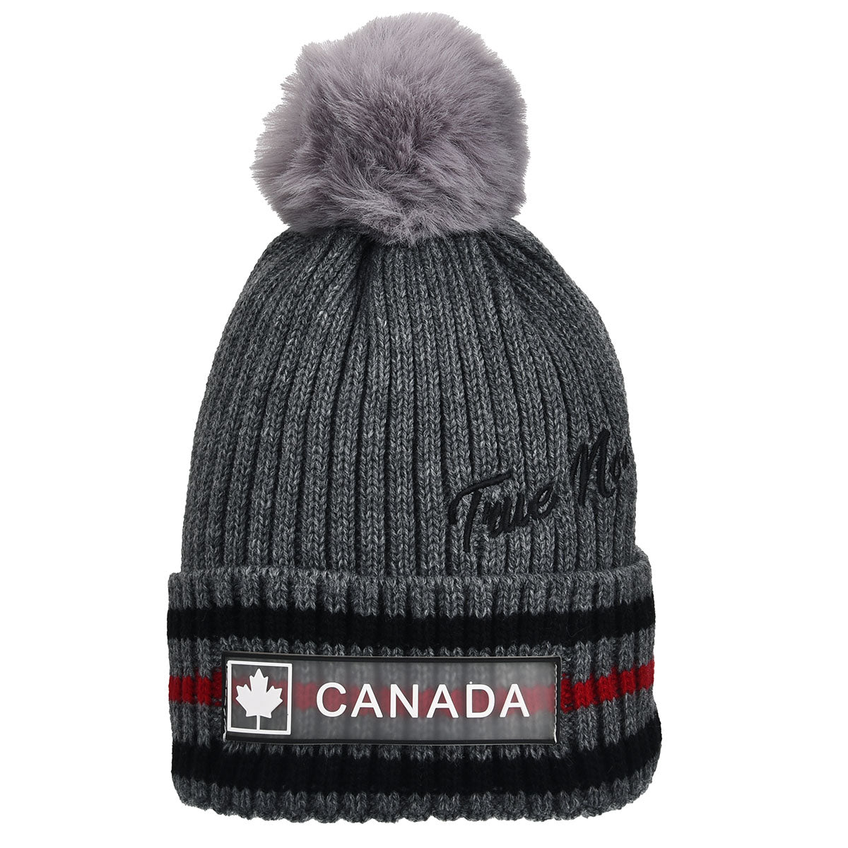 Canada Diagonal True North Athletics Stripe Pom Toque Grey – UCANADA