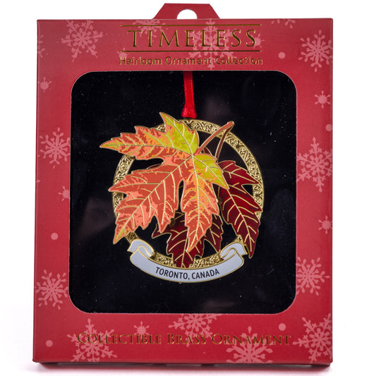 Canada Brass Ornament - Colorful Maple Leaves