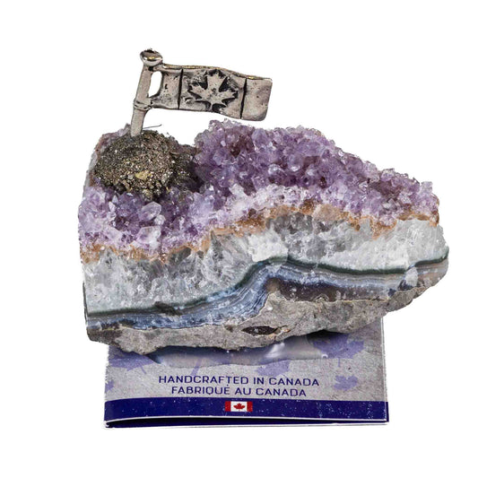 Amethyst Cluster with Canadian Flag metal figurine