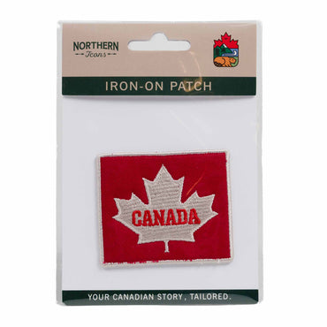 Canada Maple Leaf Rectangular Iron-On Patch Packaged