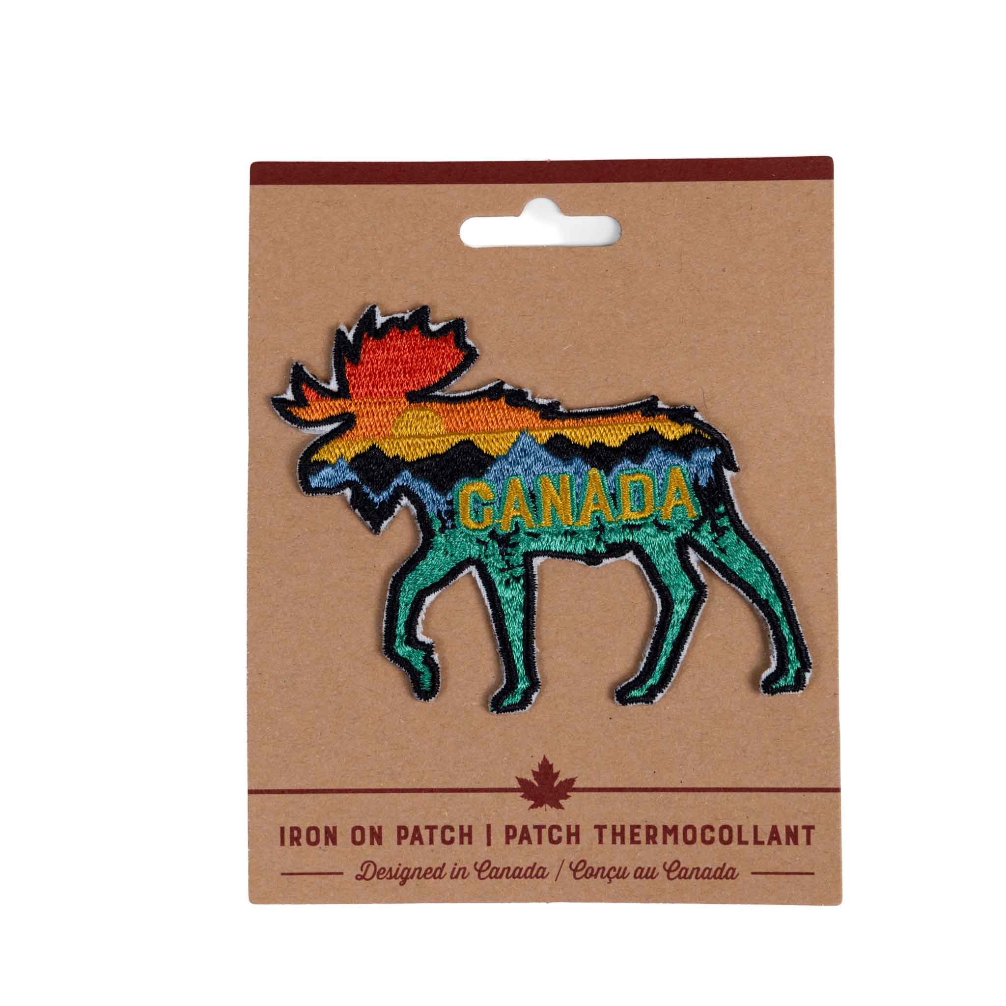 Canada Moose Forest Sunset Iron-On Patch