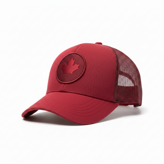 Canada Round Maple Leaf Mesh Cap Side
