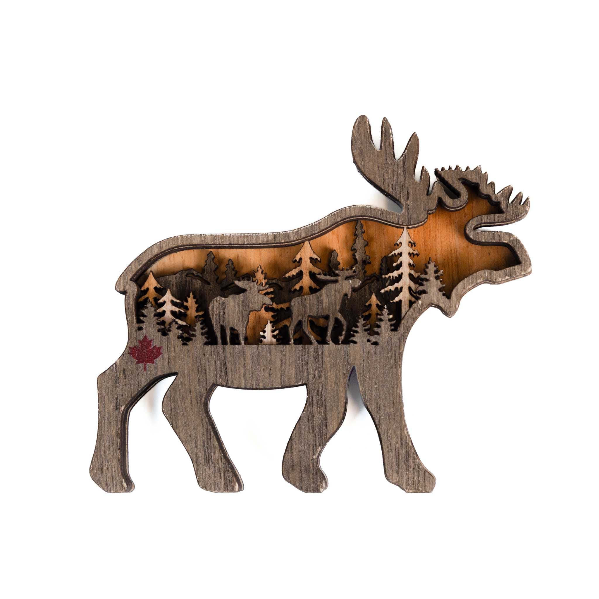 Canadian Moose Layered Wooden Magnet