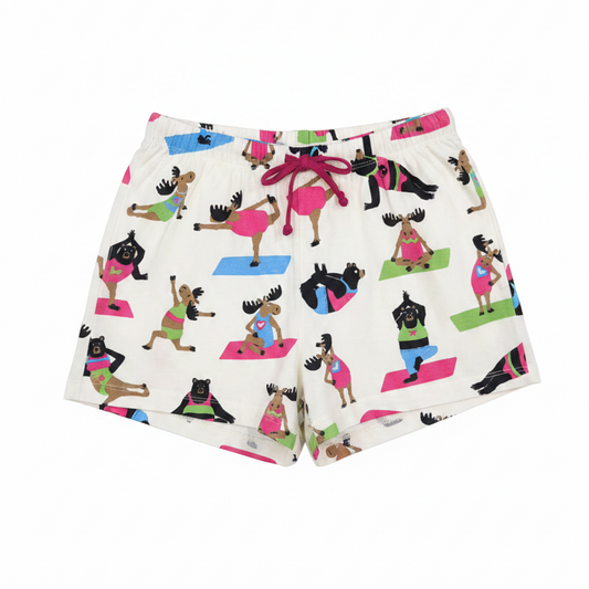 Canadian Yoga Bear & Moose Women's Sleep Shorts