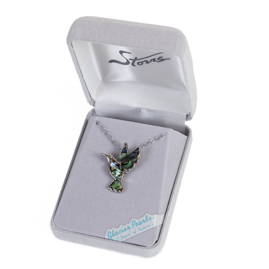 Glacier Pearle Abalone Hummingbird Necklace