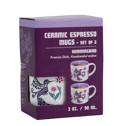 Indigenous Espresso Cup - Ojibwe Florals by Storm Angeconeb - Set of 2 Front view