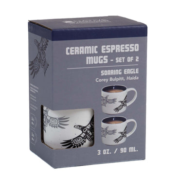 Indigenous Espresso Cup - Soaring Eagle by Corey Bulpitt - Set of 2 Front