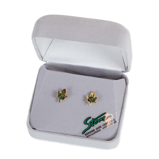 Jade Dainty Maple Leaf Earrings gold