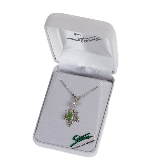 Jade Maple Leaf Necklace – Silver Tone
