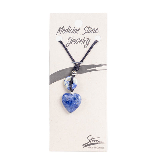 Sodalite Tiny Heart Medicine Stone Necklace
