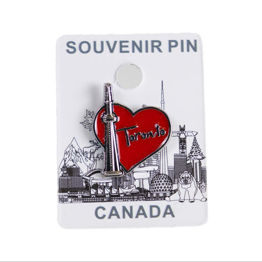 Toronto CN Tower Heart Shape Lapel Pin - Silver