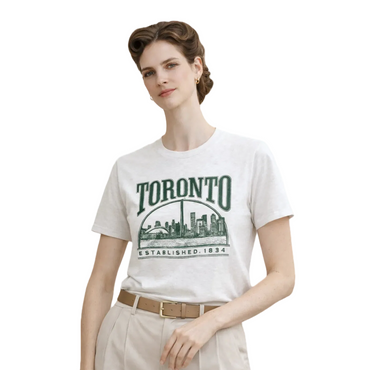 Toronto Downtown Arched Skyline Oatmeal T-Shirt female