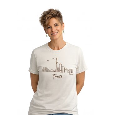 Toronto Skyline Illustration Cream T-Shirt Female