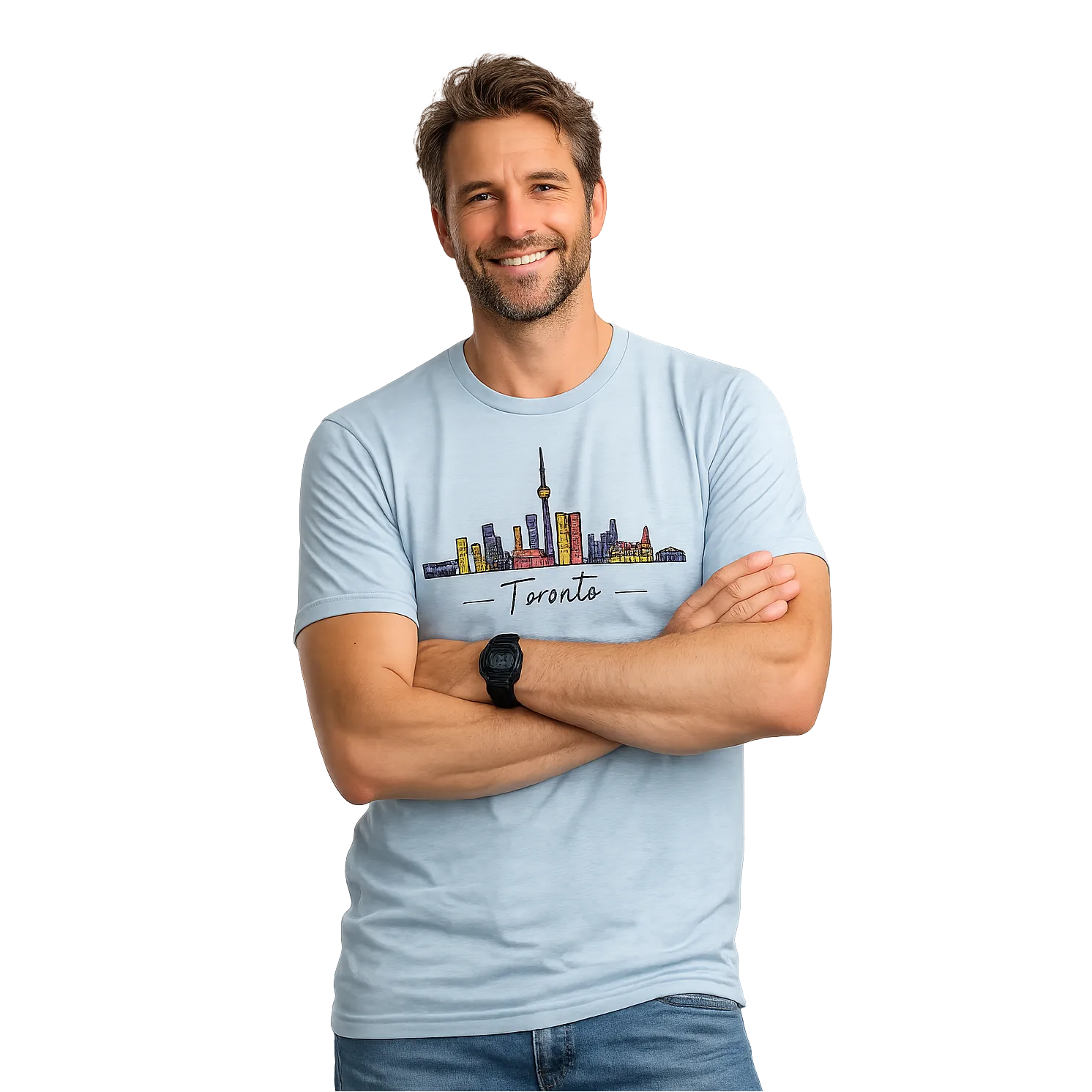 Toronto Skyline Multi-colour Illustration T-Shirt