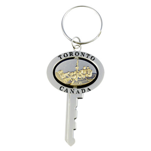 Key-Shaped Keychain with Toronto Skyline