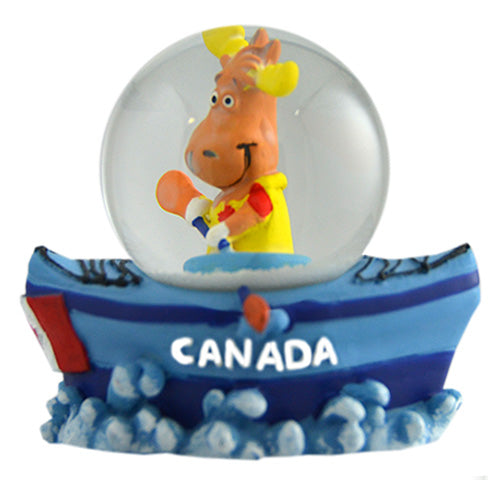 Canada Moose Canoe Snow Globe - Moose Rowing Boat - 55cm