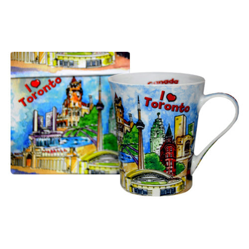 I Love Toronto Mug - Colorful City Landmarks Design, 14oz