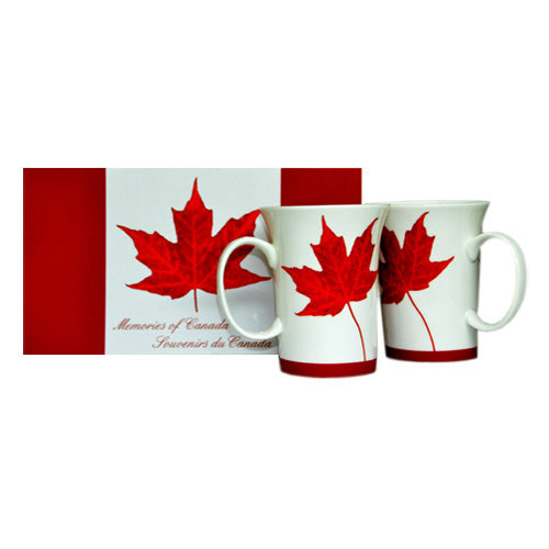 Memories of Canada Red Maple Leaf Souvenir Mug Set – Fine Bone China