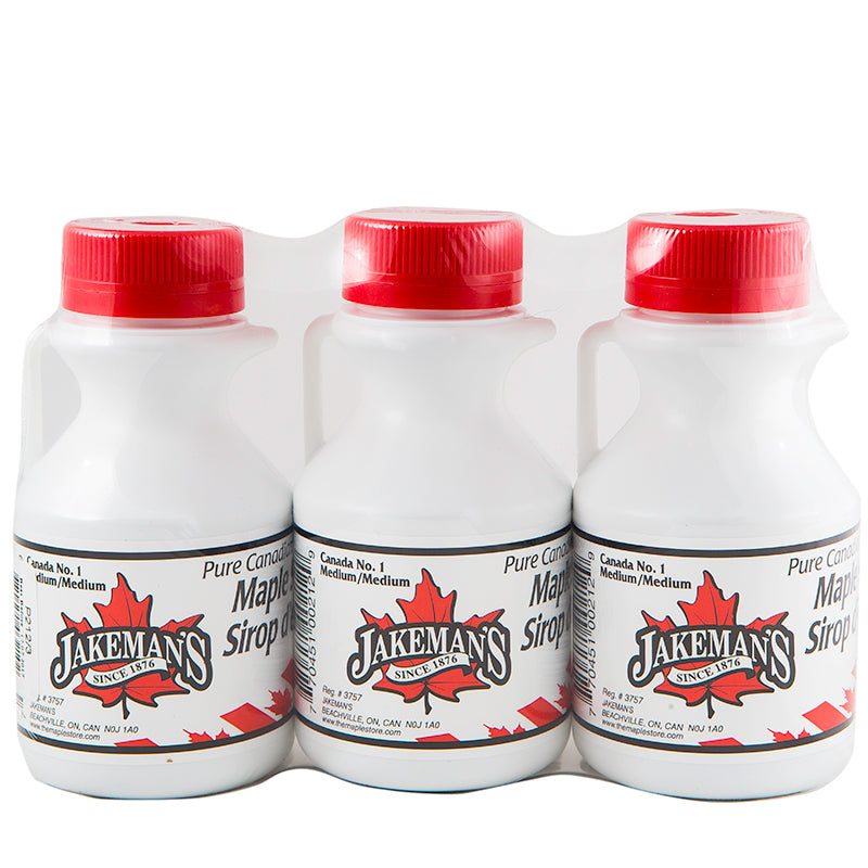 Jakeman's Pure Maple Syrup Canada Grade A Amber - 250ml x 3 pack Jug