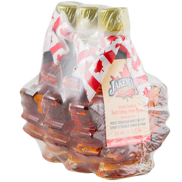 Maple Syrup in Maple Leaf Glass Bottle Canada Grade A Amber - 50ml x 3 Pack - Jakeman's Maple Products