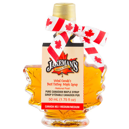 Maple Syrup in Maple Leaf Glass Bottle Canada Grade A Amber - 50ml x 3 Pack - Jakeman's Maple Products