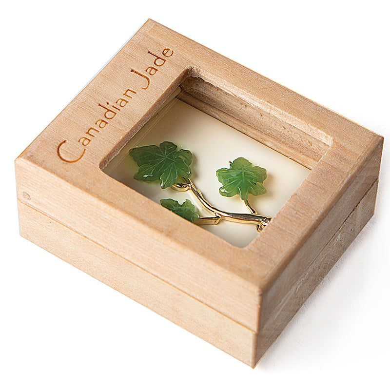 Canadian Jade - Maple Leaves on Brunch Brooch