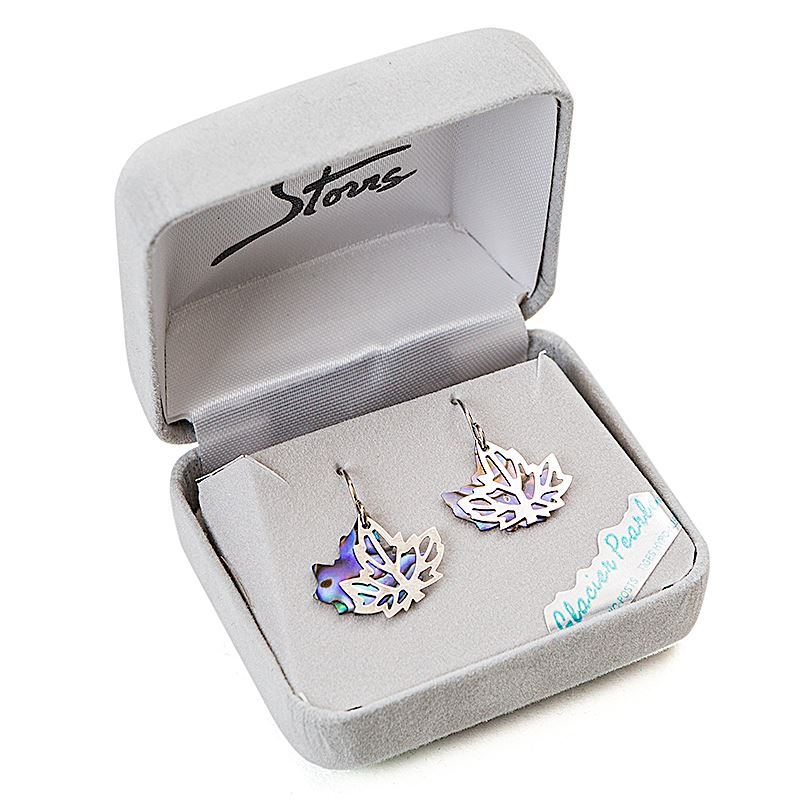 Glacier Pearle Abalone Earrings - Maple Leaf Swing