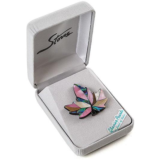 Glacier Pearle Abalone Brooch - Maple Leaf Blush