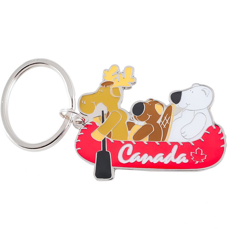 Canada Keychain - Canoeing Canadian Animals