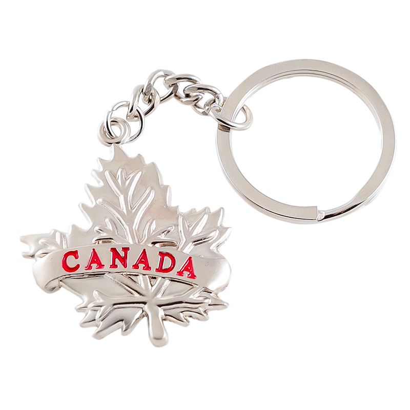 Canada Keychain - Silver Maple Leaf Metal