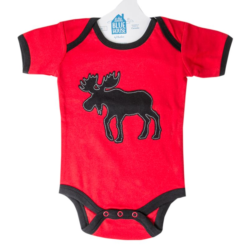 Black Moose on Red Baby Onesie