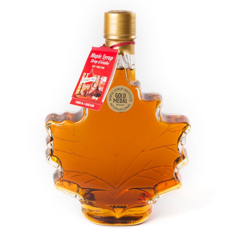 Quebec’s finest Maple Syrup - 500ml Canada Grade A Amber by Turkey Hill in Maple Leaf Glass Bottle