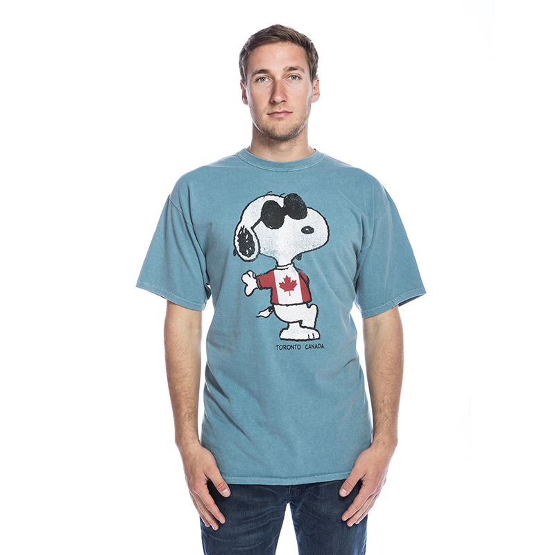 Peanuts Snoopy in Canada Flag T-Shirt with Name Drop Toronto - Unisex