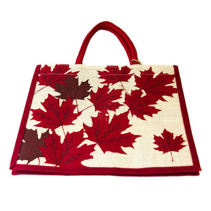 Red Maple Leaf Jute Bag