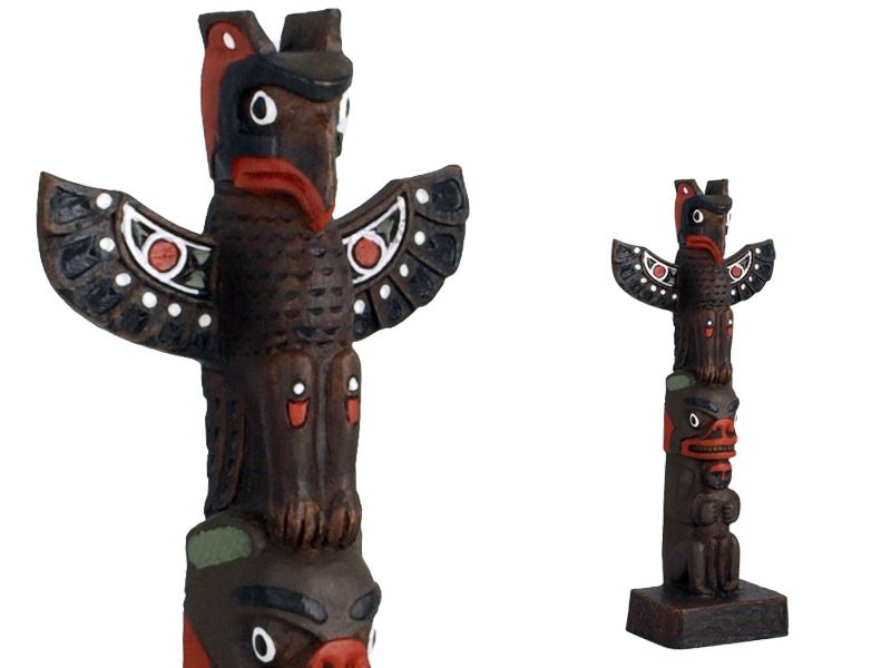 Canadian Aboriginal Thunderbird Totem Pole - 8.5" with Bold Design