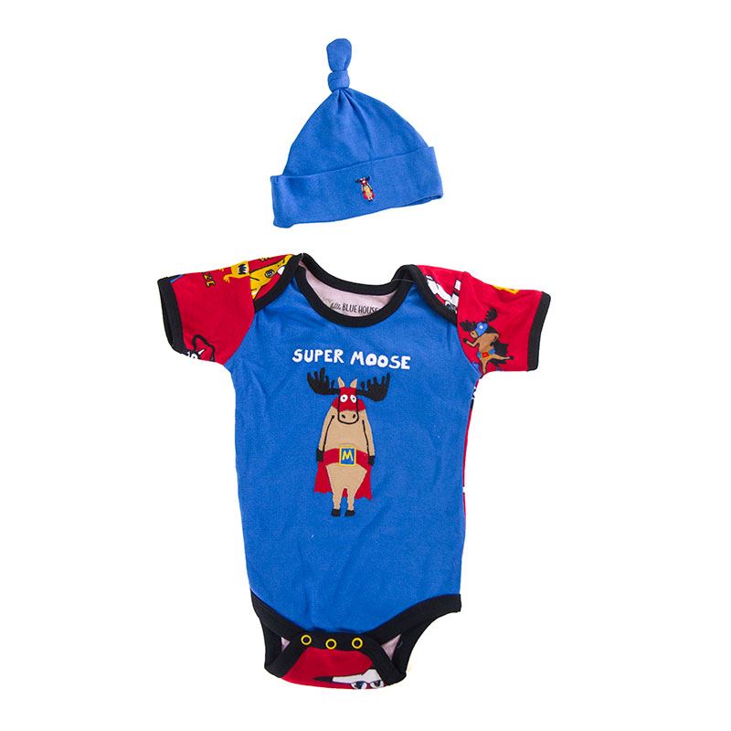 Super Moose Baby Bodysuit with Hat