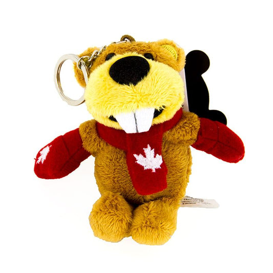 Canadian Keychain - Beaver Stuffed Animal with Scarf