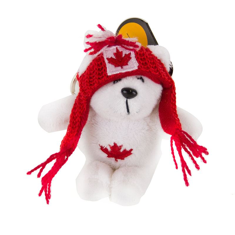 Canadian Keychain - Polar Bear Stuffed Animal with Scarf