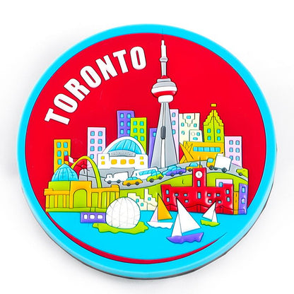 Toronto Rubber Magnet - Colorful Cityscape with CN Tower