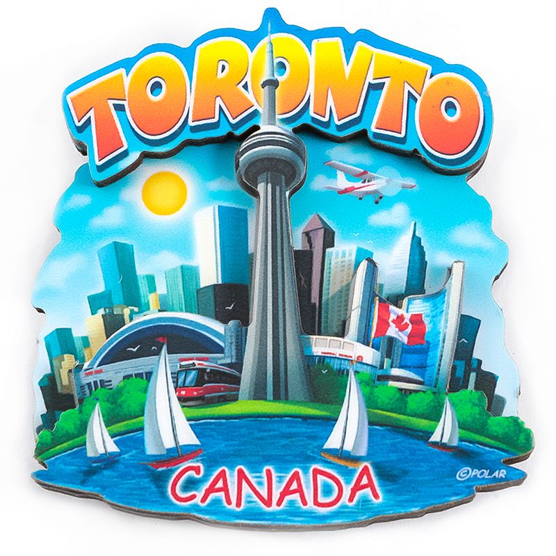 3D Wooden Magnet - Artistic Toronto Skyline with CN Tower