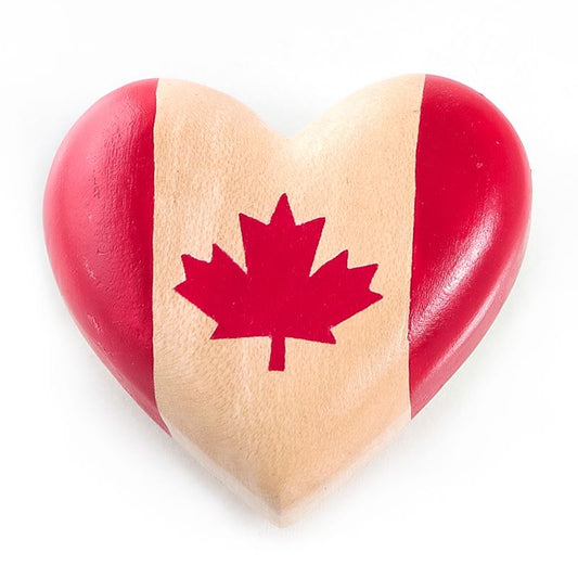 Canadian Wooden Magnet - Heart in Canadian Flag Print