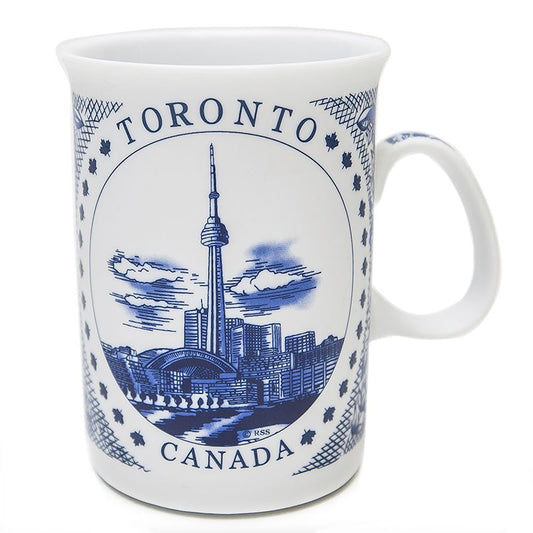 Toronto Fact Mug with Blue & White CN Tower Illustration