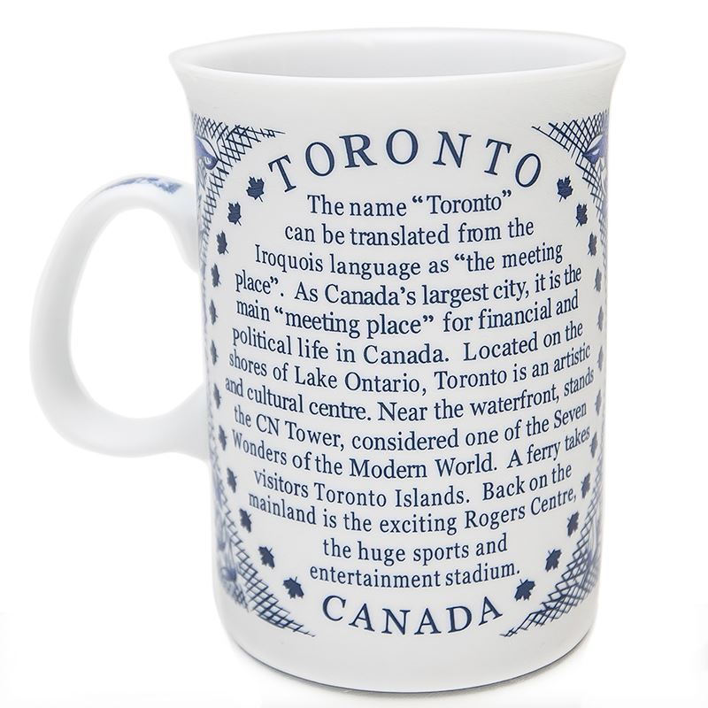 Toronto Fact Mug with Blue & White CN Tower Illustration