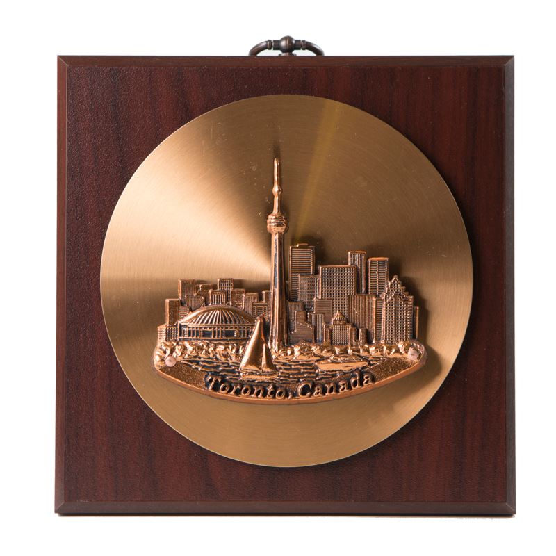 Toronto Skyline Wall Plaque - Cherry Finish - 6 x 6 inches