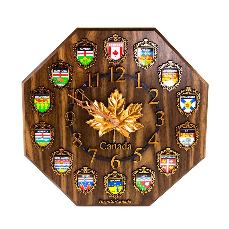 Canada Maple Leaf Souvenir Wall Clock 12 x 12 inches