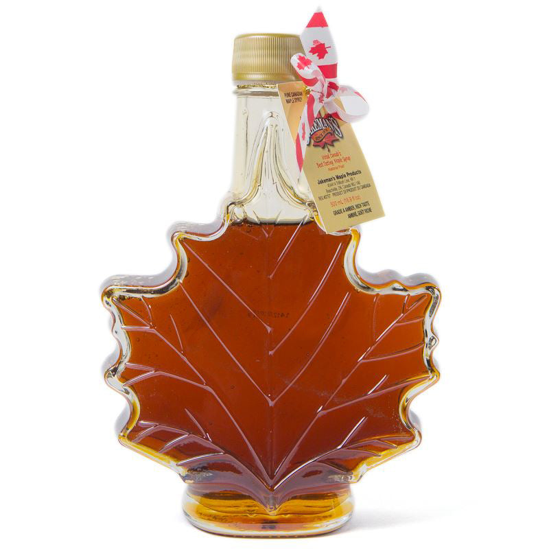 Jakeman's Pure Maple Syrup Canada Grade A Amber - 500ml Maple Leaf Glass Bottle