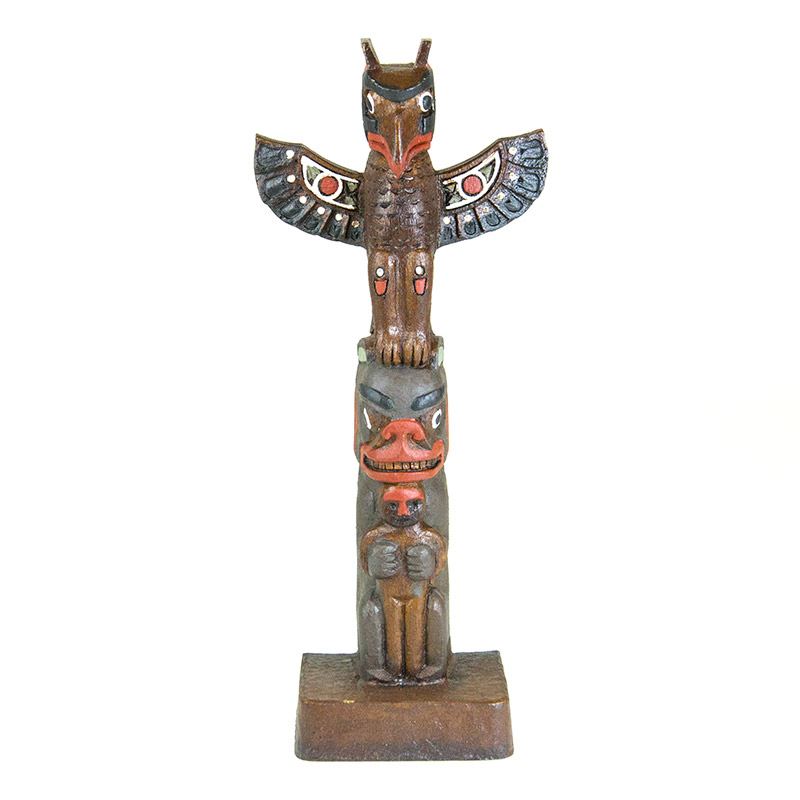 Canadian Aboriginal Thunderbird Totem Pole - 8.5" with Bold Design