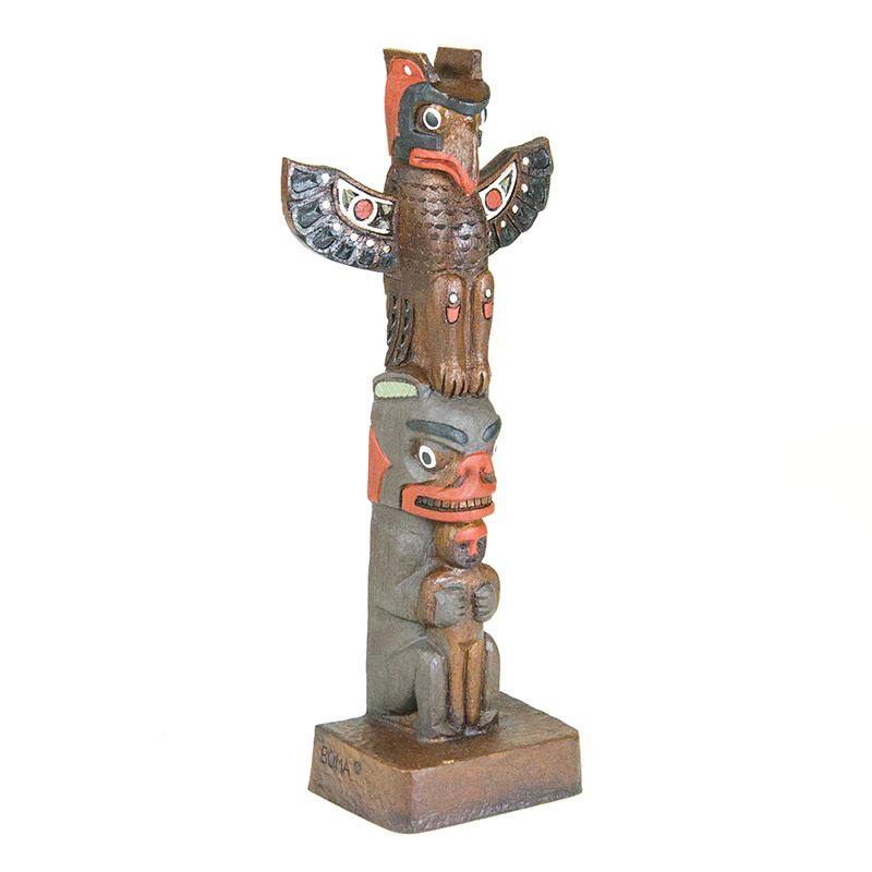 Canadian Aboriginal Thunderbird Totem Pole - 8.5" with Bold Design