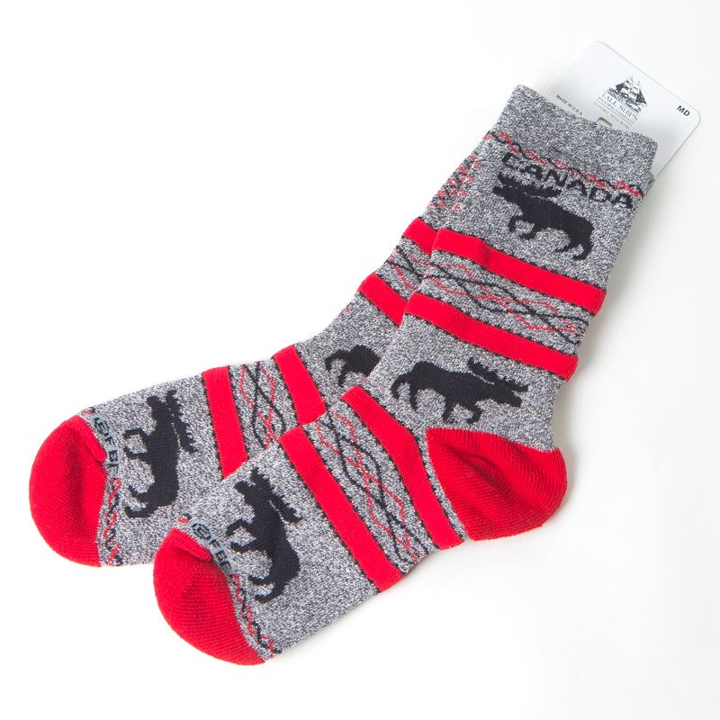 Moose Blanket Motif Crew Socks - Unisex