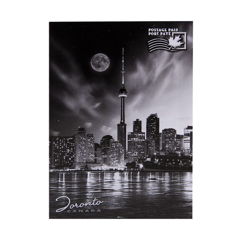 Postage Paid Postcard - Toronto Skyline Black and White Vertical